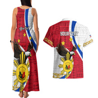 Personalized Philippines Couples Matching Tank Maxi Dress and Hawaiian Shirt The Eight-Rayed Sun Bald Eagle Polynesian Pattern LT05 - Polynesian Pride