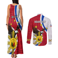 Personalized Philippines Couples Matching Tank Maxi Dress and Long Sleeve Button Shirts The Eight-Rayed Sun Bald Eagle Polynesian Pattern LT05 - Polynesian Pride