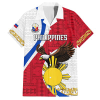 Personalized Philippines Family Matching Off Shoulder Maxi Dress and Hawaiian Shirt The Eight-Rayed Sun Bald Eagle Polynesian Pattern LT05 Dad's Shirt - Short Sleeve Red - Polynesian Pride