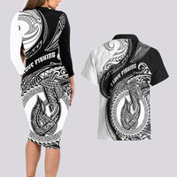 Go Fishing Couples Matching Long Sleeve Bodycon Dress and Hawaiian Shirt Polynesian Pattern LT05 - Polynesian Pride