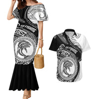 Go Fishing Couples Matching Mermaid Dress and Hawaiian Shirt Polynesian Pattern LT05 Black - Polynesian Pride