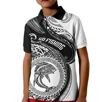 Go Fishing Kid Polo Shirt Polynesian Pattern LT05 Kid Black - Polynesian Pride