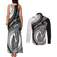 Personalized Go Fishing Couples Matching Tank Maxi Dress and Long Sleeve Button Shirts Polynesian Pattern LT05 - Polynesian Pride
