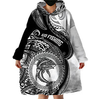 Personalized Go Fishing Wearable Blanket Hoodie Polynesian Pattern LT05 - Polynesian Pride