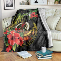 Love Vanuatu Christmas Blanket God Yumi Polynesian Tribal Pattern LT05 Black - Polynesian Pride