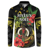 Love Vanuatu Christmas Button Sweatshirt God Yumi Polynesian Tribal Pattern LT05 Black - Polynesian Pride