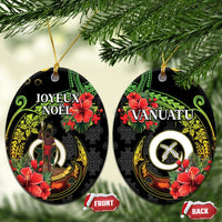 Love Vanuatu Christmas Ceramic Ornament God Yumi Polynesian Tribal Pattern LT05 Oval Black - Polynesian Pride