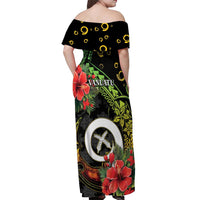 Love Vanuatu Christmas Off Shoulder Maxi Dress God Yumi Polynesian Tribal Pattern LT05 - Polynesian Pride