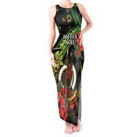 Love Vanuatu Christmas Tank Maxi Dress God Yumi Polynesian Tribal Pattern LT05 Women Black - Polynesian Pride