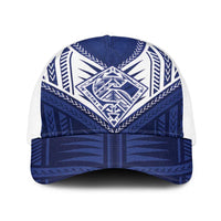 Super Toa Samoa Rugby Baseball Net Cap Warrior Spirit LT05 One Size White Blue - Polynesian Pride