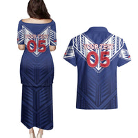 Super Toa Samoa Rugby Custom Couples Matching Puletasi and Hawaiian Shirt Warrior Spirit LT05