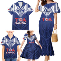 Super Toa Samoa Rugby Custom Family Matching Mermaid Dress and Hawaiian Shirt Warrior Spirit LT05