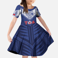 Super Toa Samoa Rugby Custom Family Matching Off The Shoulder Long Sleeve Dress and Hawaiian Shirt Warrior Spirit LT05