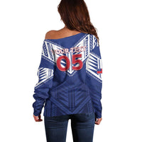 Super Toa Samoa Rugby Custom Off Shoulder Sweater Warrior Spirit LT05