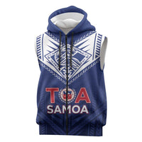 Super Toa Samoa Rugby Custom Sleeveless Zip Hoodie Warrior Spirit LT05 Blue - Polynesian Pride