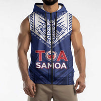 Super Toa Samoa Rugby Custom Sleeveless Zip Hoodie Warrior Spirit LT05 - Polynesian Pride