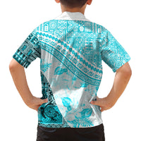 Hawaiian Tapa Family Matching Tank Maxi Dress and Hawaiian Shirt Traditional Vintage Pattern Aqua LT05 - Polynesian Pride