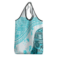 Hawaiian Tapa Grocery Bag Traditional Vintage Pattern Aqua