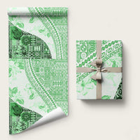 Hawaiian Tapa Wrapping Paper Traditional Vintage Pattern Green LT05 58" × 23" Green - Polynesian Pride