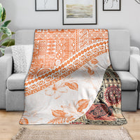 Hawaiian Tapa Blanket Traditional Vintage Pattern Orange LT05 - Polynesian Pride