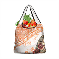 Hawaiian Tapa Grocery Bag Traditional Vintage Pattern Orange