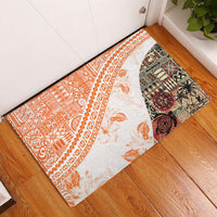 Hawaiian Tapa Rubber Doormat Traditional Vintage Pattern Orange LT05 Orange - Polynesian Pride