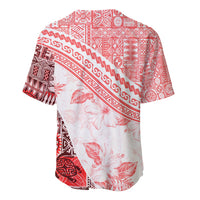 Hawaiian Tapa Baseball Jersey Traditional Vintage Pattern Red LT05 - Polynesian Pride
