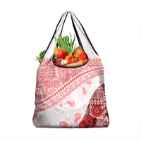 Hawaiian Tapa Grocery Bag Traditional Vintage Pattern Red
