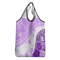 Hawaiian Tapa Grocery Bag Traditional Vintage Pattern Violet