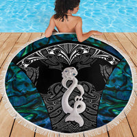 New Zealand Aotearoa Beach Blanket Maori Taniwha Paua Shell LT05 - Polynesian Pride