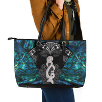 New Zealand Aotearoa Leather Tote Bag Maori Taniwha Paua Shell LT05 - Polynesian Pride