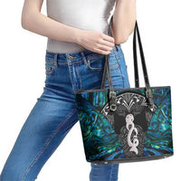 New Zealand Aotearoa Leather Tote Bag Maori Taniwha Paua Shell LT05 - Polynesian Pride
