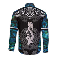 New Zealand Aotearoa Long Sleeve Button Shirt Maori Taniwha Paua Shell LT05 - Polynesian Pride