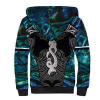 New Zealand Aotearoa Sherpa Hoodie Maori Taniwha Paua Shell LT05 - Polynesian Pride
