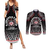 Personalised Samoa Black Saturday Couples Matching Summer Maxi Dress and Long Sleeve Button Shirt Samoa For Samoans LT05 Black - Polynesian Pride
