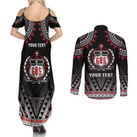 Personalised Samoa Black Saturday Couples Matching Summer Maxi Dress and Long Sleeve Button Shirt Samoa For Samoans LT05 - Polynesian Pride