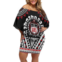 Personalised Samoa Black Saturday Family Matching Off Shoulder Short Dress and Hawaiian Shirt Samoa For Samoans