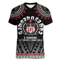 Personalised Samoa Black Saturday Women V-Neck T-Shirt Samoa For Samoans LT05 Female Black - Polynesian Pride
