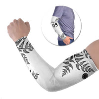 Custom New Zealand Football Arm Sleeves Aotearoa Pride LT05 Set of 2 White - Polynesian Pride