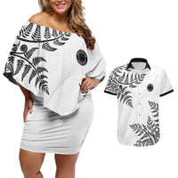 Custom New Zealand Football Couples Matching Off Shoulder Short Dress and Hawaiian Shirt Aotearoa Pride - Polynesian Pride