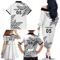 Custom New Zealand Football Family Matching Off The Shoulder Long Sleeve Dress and Hawaiian Shirt Aotearoa Pride - Polynesian Pride