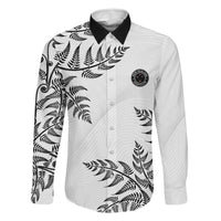 Custom New Zealand Football Family Matching Off Shoulder Maxi Dress and Hawaiian Shirt Aotearoa Pride LT05 Dad's Shirt - Long Sleeve White - Polynesian Pride
