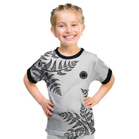 Custom New Zealand Football Kid T Shirt Aotearoa Pride LT05 White - Polynesian Pride