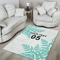 Custom New Zealand Football Area Rug Aotearoa Pride Aqua Version - Polynesian Pride