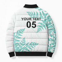 Custom New Zealand Football Bomber Puffer Jacket Aotearoa Pride Aqua Version LT05 - Polynesian Pride