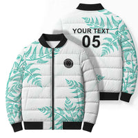 Custom New Zealand Football Bomber Puffer Jacket Aotearoa Pride Aqua Version LT05 - Polynesian Pride