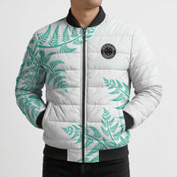 Custom New Zealand Football Bomber Puffer Jacket Aotearoa Pride Aqua Version LT05 - Polynesian Pride