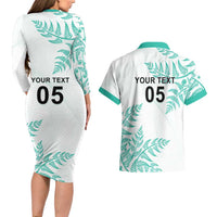 Custom New Zealand Football Couples Matching Long Sleeve Bodycon Dress and Hawaiian Shirt Aotearoa Pride Aqua Version - Polynesian Pride