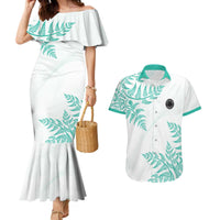 Custom New Zealand Football Couples Matching Mermaid Dress and Hawaiian Shirt Aotearoa Pride Aqua Version - Polynesian Pride