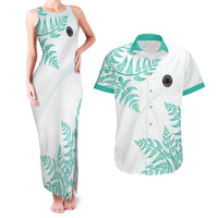 Custom New Zealand Football Couples Matching Tank Maxi Dress and Hawaiian Shirt Aotearoa Pride Aqua Version - Polynesian Pride